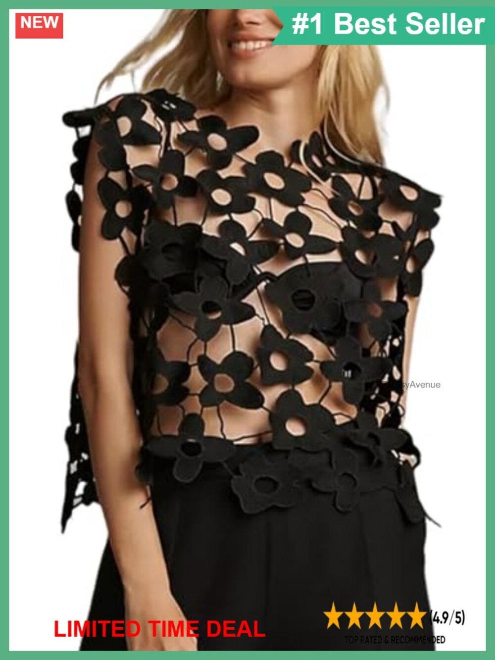Hollow Out Floral Lace Vest Sleeveless Crop Tank Top